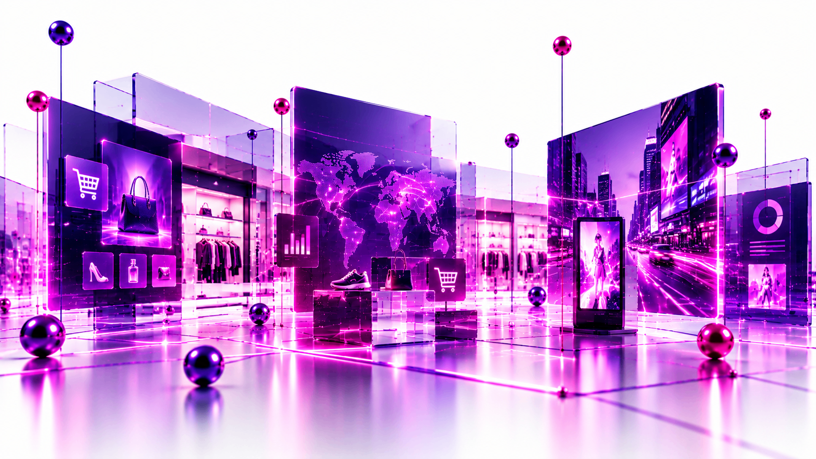 Retail and commerce environment with connected digital media panels