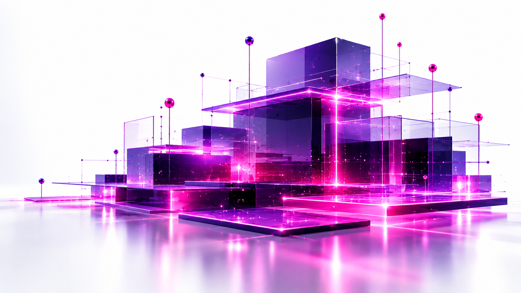 Abstract glass architecture of connected media structures